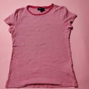 Vintage Y2K 00s Pink and White Stripped T Shirt